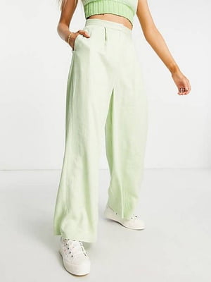Лляні зелені брюки | 6790811