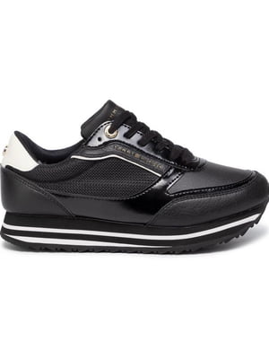 Чорні шкіряні кросівки на шнурівці | 6791290