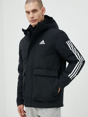 Утеплена чорна куртка adidas Utilitas 3-Stripes | 6791344