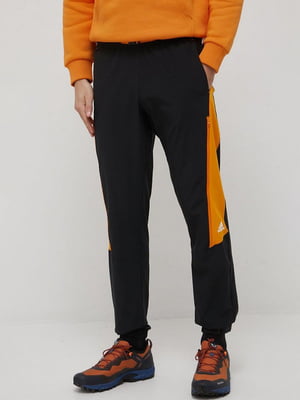 Чорні спортивні штани з помаранчевими вставками | 6791398