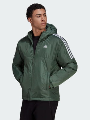 Зелена куртка adidas з білими смужками | 6791443
