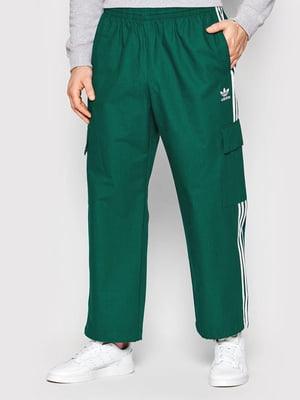 Зелені спортивні штани з білими лампасами | 6791603