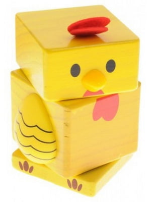 Дерев”яна іграшка-пірамідка жовтого кольору “Курча” | 6795321