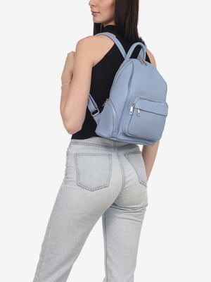 Голубой кожаный рюкзак | 6795381