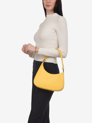 Жовта шкіряна сумка-багет | 6795400