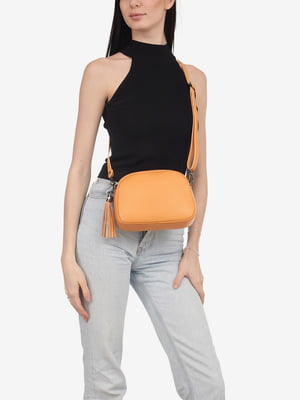 Кожаная сумка через плечо светло-оранжевого оттенка | 6795412