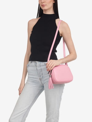 Шкіряна сумка через плече світло-рожевого відтінку | 6795413