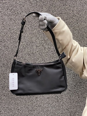 Чорна сумка-багет з нейлону | 6795630