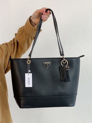 Чорна сумка-шопер з лого | 6795693