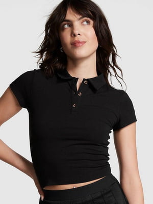 Чорна футболка-поло Cotton Short-Sleeve Polo S | 6796083