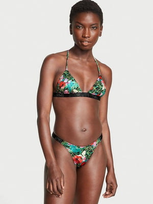 Роздільний різнокольоровий купальник з квітковим принтом та стразами Shine Strap Triangle Bikini: бюстгальтер і труси | 6796101