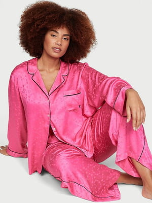 Піжама сатинова рожева: сорочка і штани | 6796185
