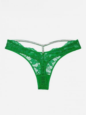 Мереживні труси-стрінги Very Sexy Shine Strap Panty зі стразами зелені | 6796230