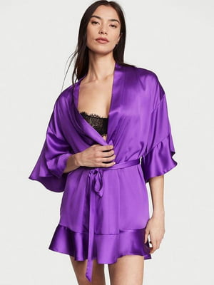 Жіночий сатиновий халат Georgette Flounce M/L фіолетовий | 6796234