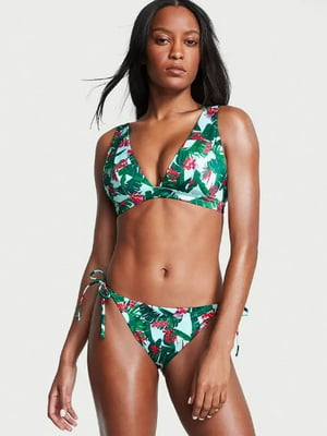 Купальник роздільний зелений в квітковий принт Swim Mix-and-Match Plunge Bikini: бюстгальтер і труси | 6796299
