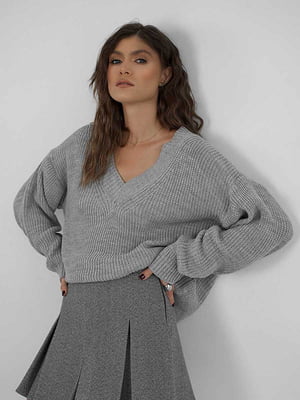 Сірий оверсайз пуловер | 6796425