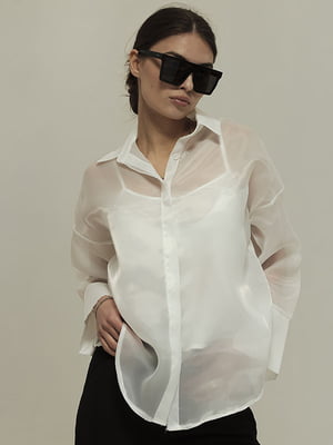 Біла напівпрозора блузка | 6796516