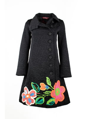 Жіноче пальто Desigual з принтом на спині квітка чорне | 6784929