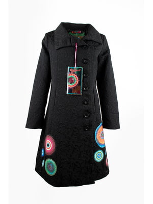 Жіноче пальто Desigual з принтом базове чорне | 6784931