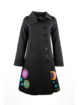 Жіноче пальто Desigual з принтом на спині квітка чорне | 6785186