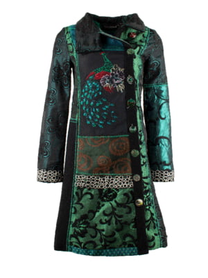 Пальто жіноче Desigual з кольоровими вставками та вишивкою | 6785188