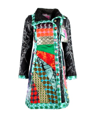 Пальто жіноче Desigual з кольоровими вставками та епоксидними гудзиками. | 6785189
