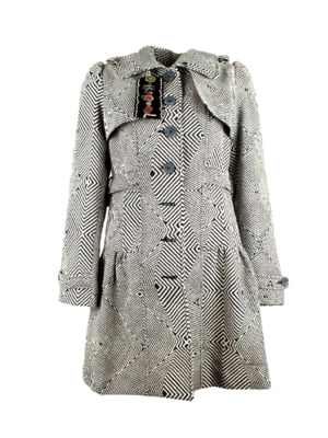 Пальто жіноче Desigual з геометричним візерунком та вишивкою на спині. | 6785197