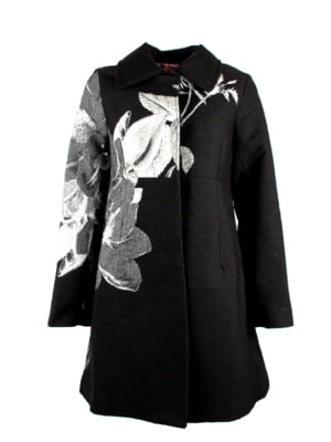 Пальто жіноче Desigual з квітами чорне 301021-002118 | 6785198
