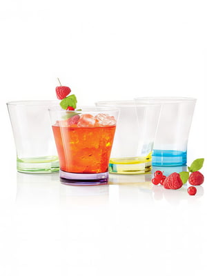 Склянки коктейльні Ernesto прозорий-різнобарвний, набір 4шт. | 6788727