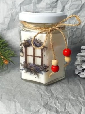 Новорічна подарункова handmade свічка "Віконце" (38-40 годин горіння) | 6796892