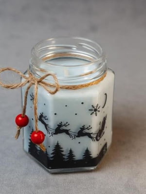 Новорічна подарункова handmade свічка "Сані" голуба (38-40 годин горіння) | 6796894