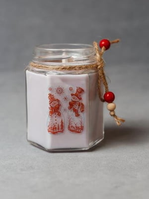 Новорічна подарункова handmade свічка "Сніговик ліловий" (38-40 годин горіння) | 6796904