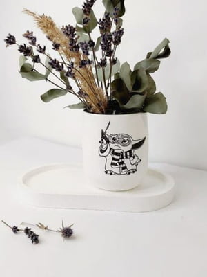 Склянка з підставкою “Мастер Йода” для декору, свічок, пензлів, олівців, зубних щіток, квітів, прикрас | 6796911