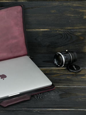 Шкіряний чохол для MacBook бордового кольору | 6797070