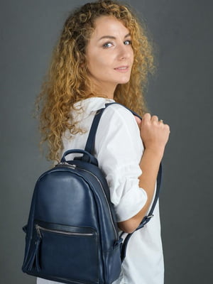 Рюкзак з натуральної шкіри "Лімбо" синій | 6797412