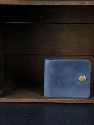 Шкіряний синій гаманець-портмоне | 6797414