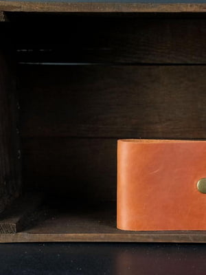 Шкіряний гаманець- портмоне коньячного відтінку | 6797425