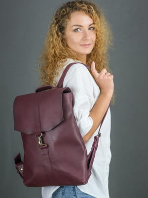 Рюкзак з натуральної шкіри "Монако" кольору бордо | 6797464
