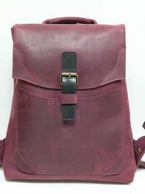 Рюкзак з натуральної шкіри "Кантрі" кольору бордо | 6797489