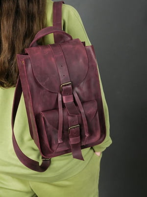 Рюкзак з натуральної шкіри "Флоренція" кольору бордо | 6797493