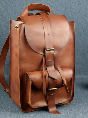 Рюкзак з натуральної шкіри "Флоренція" коричневий | 6797498