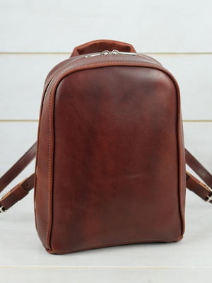 Рюкзак з натуральної шкіри "Анталья" вишневого кольору | 6797609