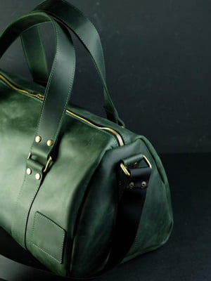 Зеленая дорожная сумка из натуральной кожи | 6797680