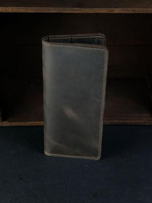 Шкіряний гаманець-клатч на 4 карти шоколадного кольору | 6797744