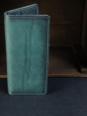 Кожаный кошелек-клатч на 4 карты зеленого цвета | 6797749