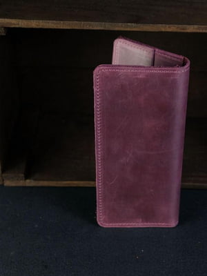Шкіряний гаманець-клатч на 4 карти кольору бордо | 6797751