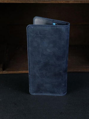 Шкіряний синій гаманець-клатч на 4 карти | 6797755