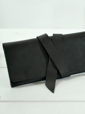Шкіряний чорний гаманець-клатч із закруткою | 6797766