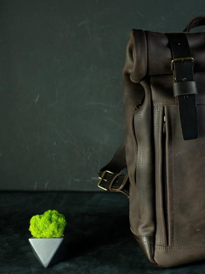 Шкіряний чоловічий рюкзак "Hankle H7" кавового кольору | 6797795
