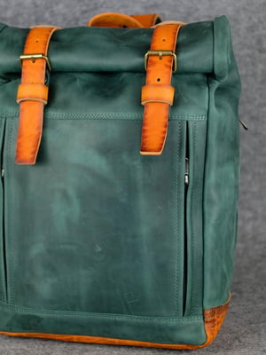 Шкіряний чоловічий рюкзак "Hankle H7" зелений | 6797798